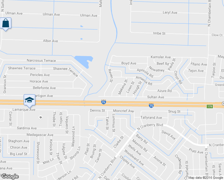 map of restaurants, bars, coffee shops, grocery stores, and more near 5025 Ploves Road in North Port