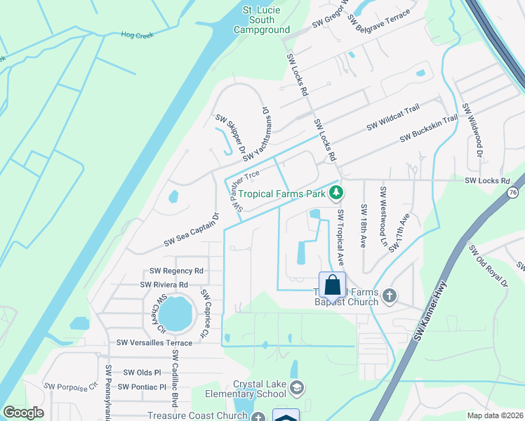 map of restaurants, bars, coffee shops, grocery stores, and more near 2124 Southwest Panther Trce in Stuart
