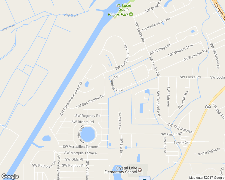 map of restaurants, bars, coffee shops, grocery stores, and more near 2090 Southwest Panther Trce in Stuart