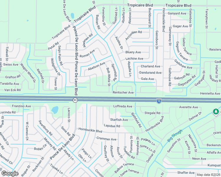 map of restaurants, bars, coffee shops, grocery stores, and more near 5084 Bob White Street in North Port
