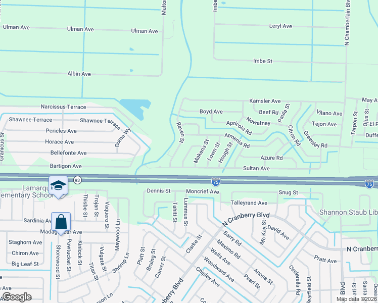 map of restaurants, bars, coffee shops, grocery stores, and more near 5025 Ploves Road in North Port
