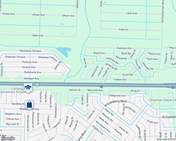 map of restaurants, bars, coffee shops, grocery stores, and more near 2771 Armenia Road in North Port