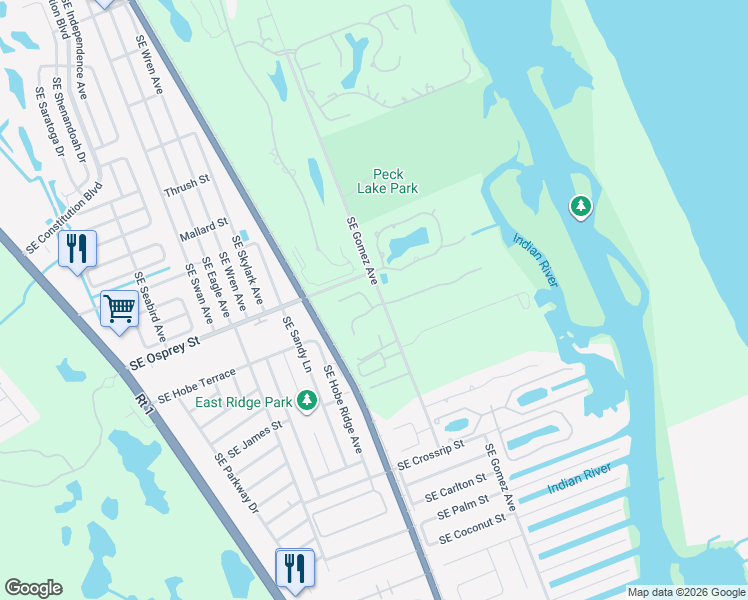 map of restaurants, bars, coffee shops, grocery stores, and more near 8401 Southeast Ketch Court in Hobe Sound
