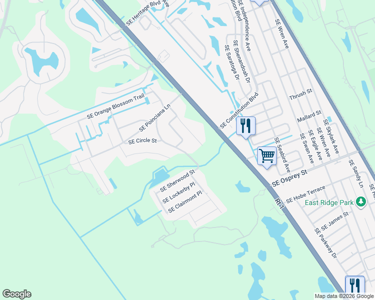 map of restaurants, bars, coffee shops, grocery stores, and more near 6495 Southeast Circle Street in Hobe Sound