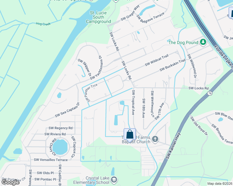 map of restaurants, bars, coffee shops, grocery stores, and more near 2206 Southwest Panther Trce in Stuart