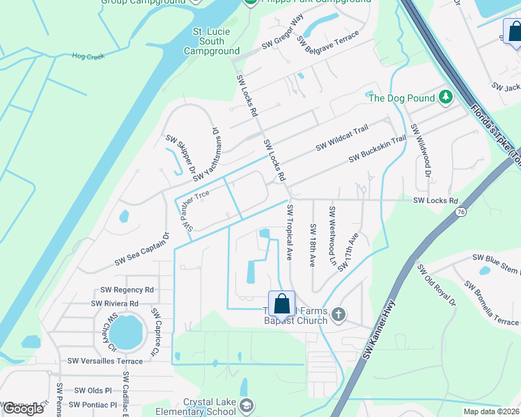 map of restaurants, bars, coffee shops, grocery stores, and more near 2206 Southwest Panther Trce in Stuart
