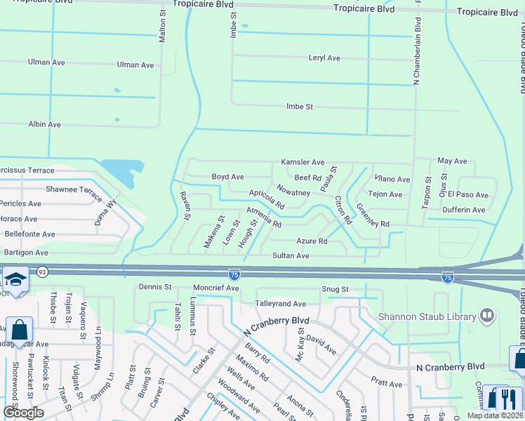 map of restaurants, bars, coffee shops, grocery stores, and more near 2502 Armenia Road in North Port