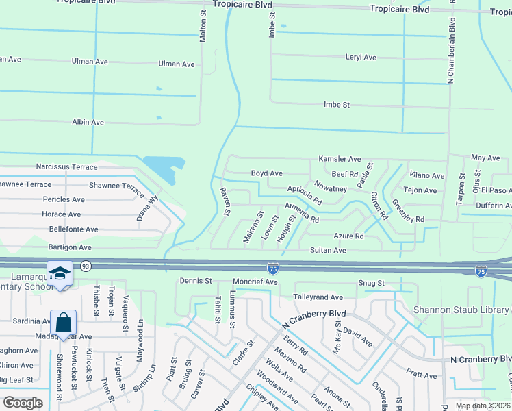 map of restaurants, bars, coffee shops, grocery stores, and more near 2741 Armenia Road in North Port