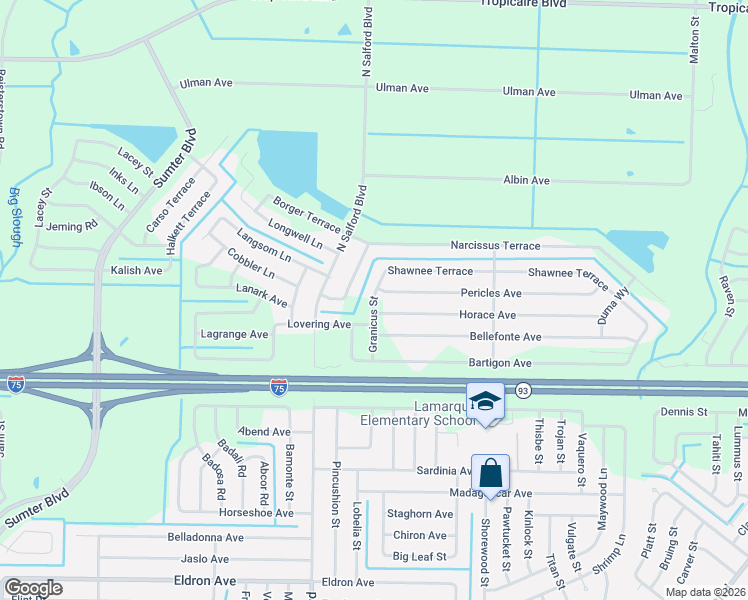 map of restaurants, bars, coffee shops, grocery stores, and more near 3761 Horace Avenue in North Port