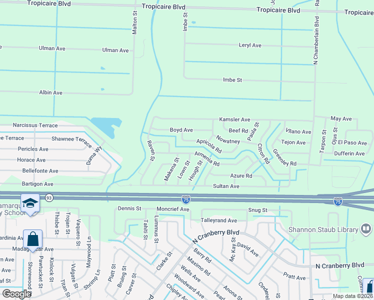 map of restaurants, bars, coffee shops, grocery stores, and more near 2650 Armenia Road in North Port