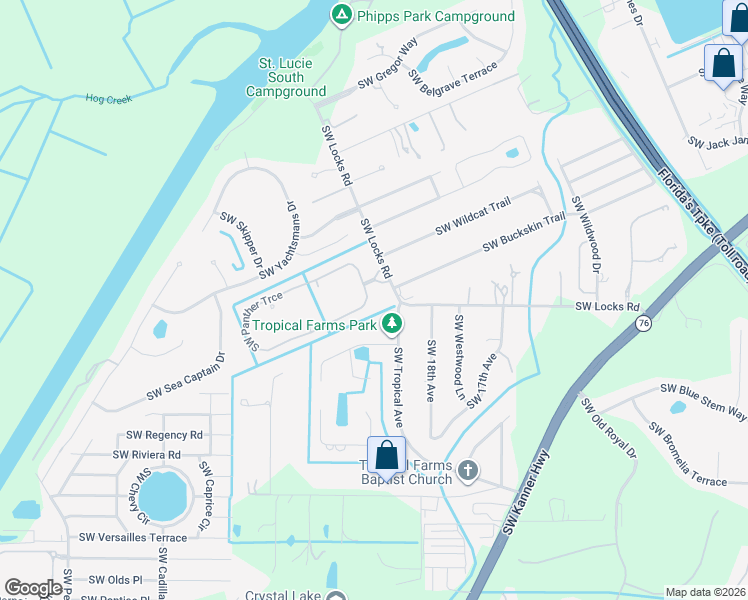 map of restaurants, bars, coffee shops, grocery stores, and more near 2254 Southwest Panther Trce in Stuart