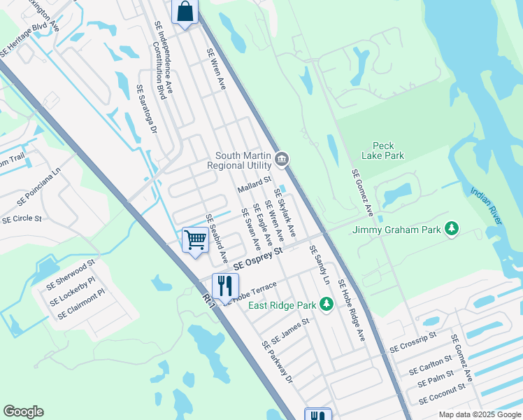 map of restaurants, bars, coffee shops, grocery stores, and more near 8339 Southeast Eagle Avenue in Hobe Sound