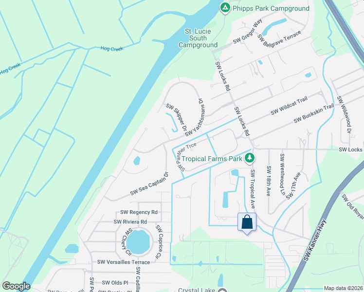 map of restaurants, bars, coffee shops, grocery stores, and more near 8150 Southwest Yachtsmans Drive in Stuart