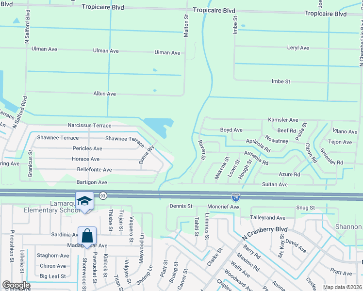 map of restaurants, bars, coffee shops, grocery stores, and more near 3000 Narcissus Terrace in North Port