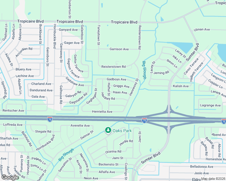 map of restaurants, bars, coffee shops, grocery stores, and more near 5290 Haas Avenue in North Port