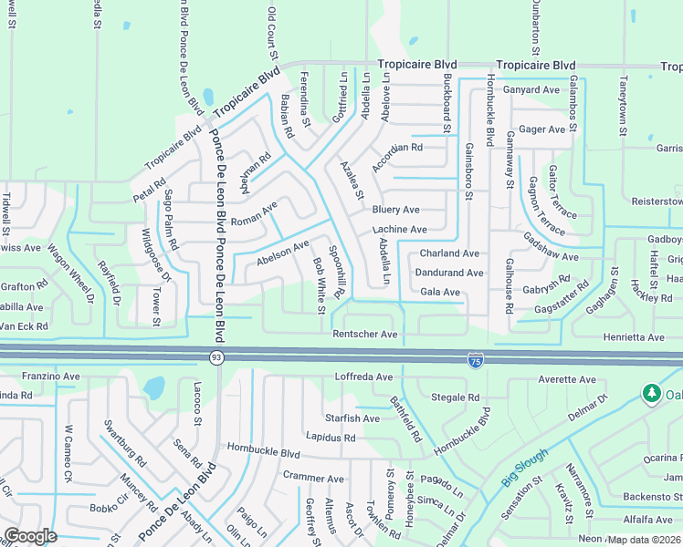 map of restaurants, bars, coffee shops, grocery stores, and more near 5356 Spoonhill Road in North Port