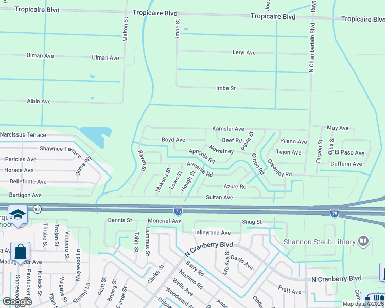 map of restaurants, bars, coffee shops, grocery stores, and more near Lagorce Street in North Port
