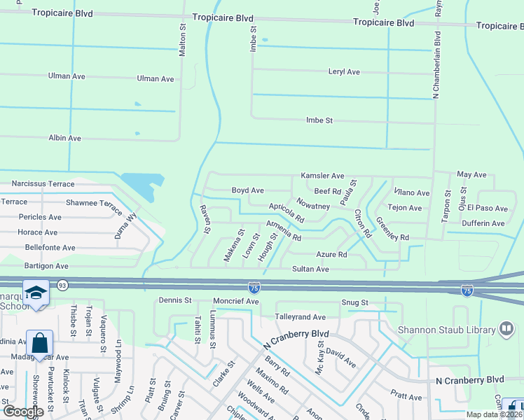 map of restaurants, bars, coffee shops, grocery stores, and more near 2650 Armenia Road in North Port