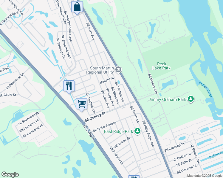 map of restaurants, bars, coffee shops, grocery stores, and more near 8279 Southeast Eagle Avenue in Hobe Sound