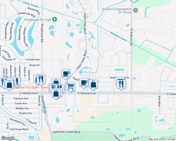 map of restaurants, bars, coffee shops, grocery stores, and more near 742 Avenida Estancias in Venice