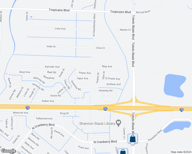 map of restaurants, bars, coffee shops, grocery stores, and more near 5287 Tarpon Street in North Port