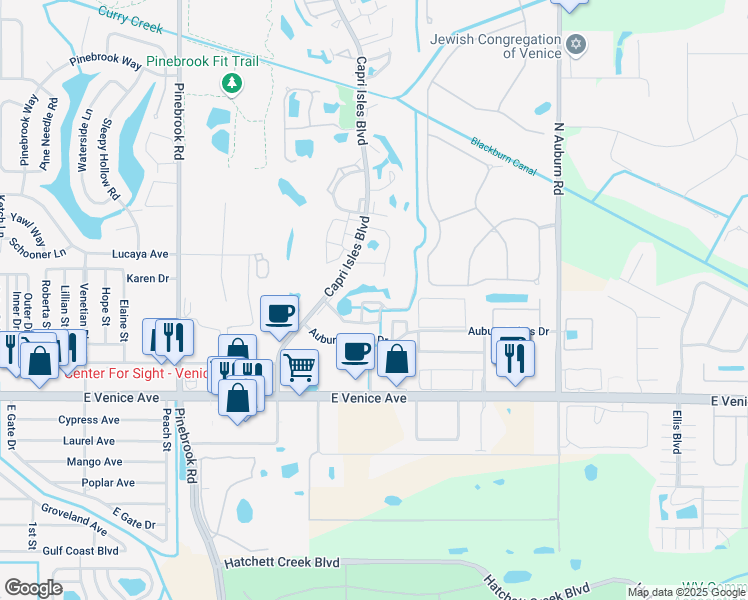map of restaurants, bars, coffee shops, grocery stores, and more near 742 Avenida Estancias in Venice