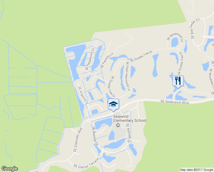 map of restaurants, bars, coffee shops, grocery stores, and more near 8380 Southeast Double Tree Drive in Hobe Sound