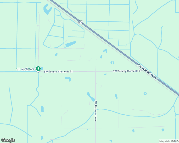map of restaurants, bars, coffee shops, grocery stores, and more near Southwest Tommy Clements Street in Indiantown