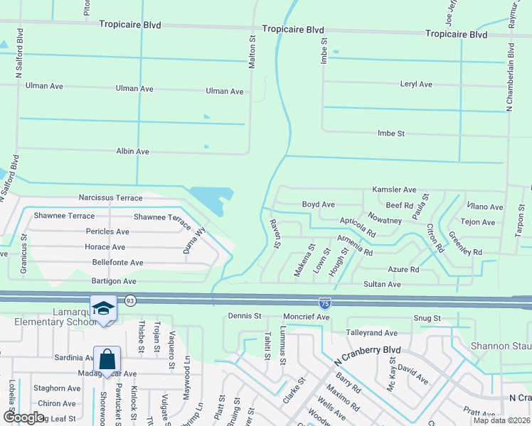 map of restaurants, bars, coffee shops, grocery stores, and more near 3000 Narcissus Terrace in North Port