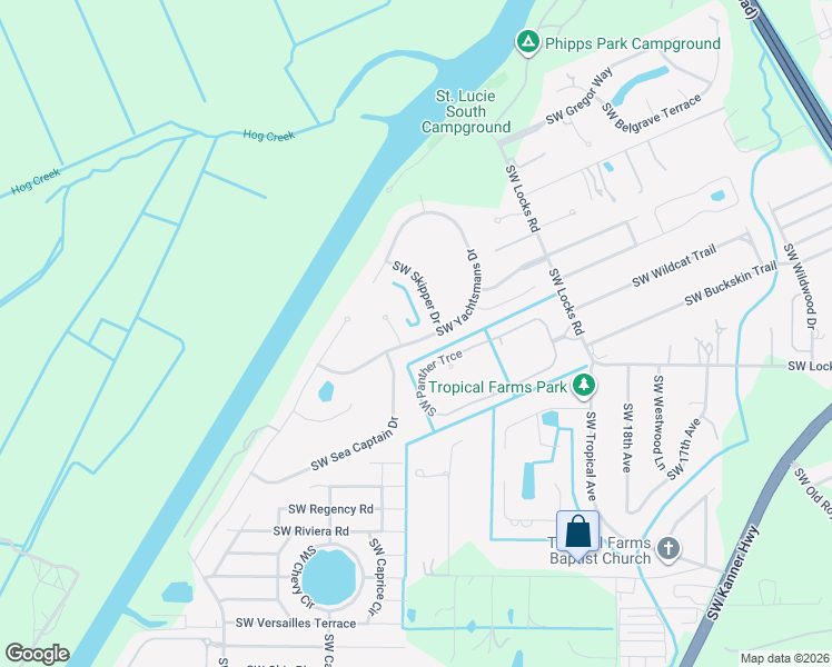 map of restaurants, bars, coffee shops, grocery stores, and more near 8150 Southwest Yachtsmans Drive in Stuart