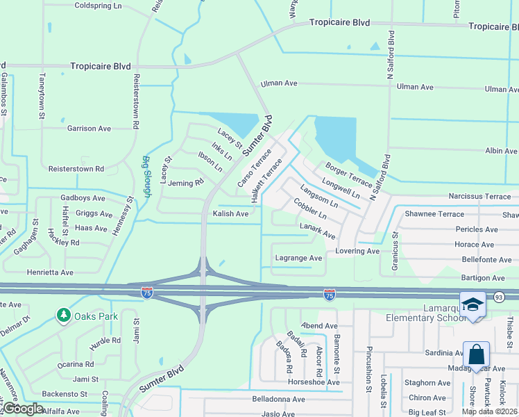 map of restaurants, bars, coffee shops, grocery stores, and more near 4399 Lanark Avenue in North Port