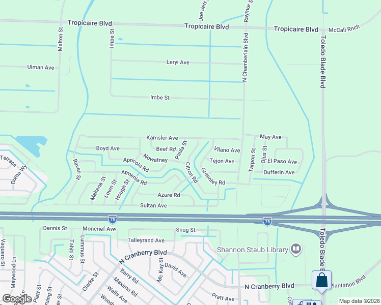 map of restaurants, bars, coffee shops, grocery stores, and more near 5329 Citron Road in North Port