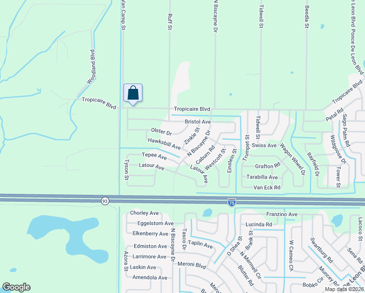 map of restaurants, bars, coffee shops, grocery stores, and more near 8016 Tepee Avenue in North Port
