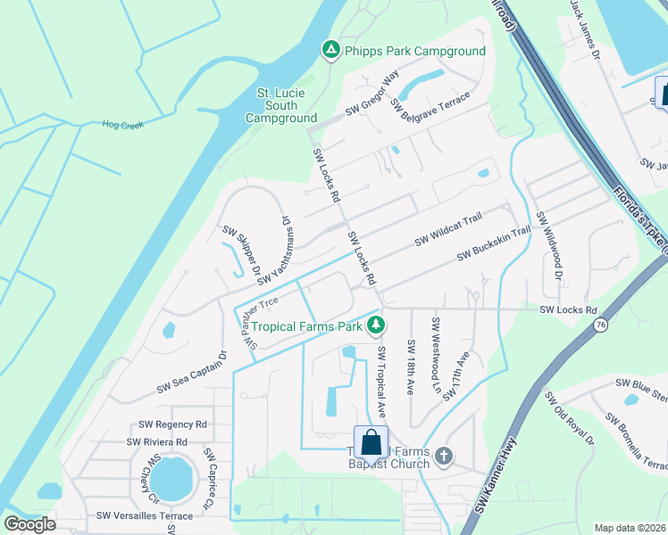 map of restaurants, bars, coffee shops, grocery stores, and more near 1939 Southwest Panther Trce in Stuart