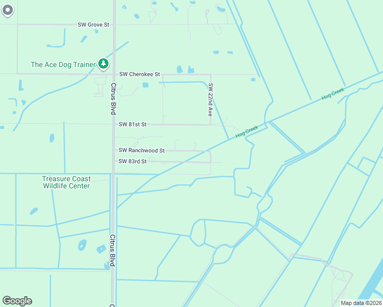 map of restaurants, bars, coffee shops, grocery stores, and more near 4324 Southwest Ranchwood Street in Palm City