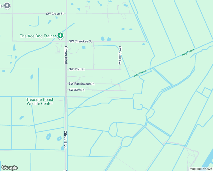 map of restaurants, bars, coffee shops, grocery stores, and more near 4324 Southwest Ranchwood Street in Palm City