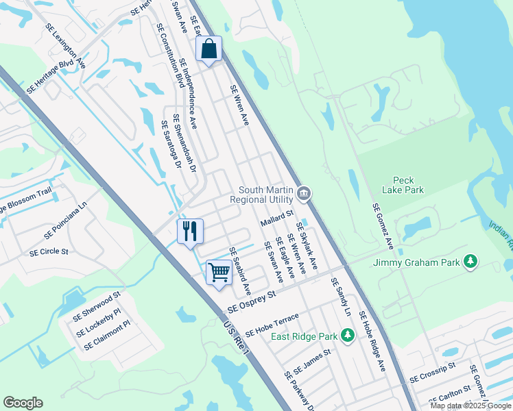 map of restaurants, bars, coffee shops, grocery stores, and more near 8157 Southeast Swan Avenue in Hobe Sound