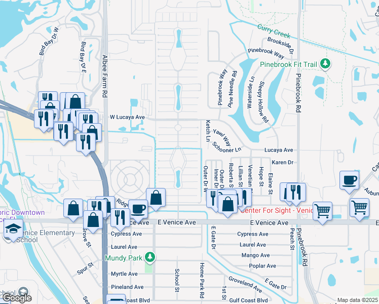 map of restaurants, bars, coffee shops, grocery stores, and more near 967 Haiti West in Venice