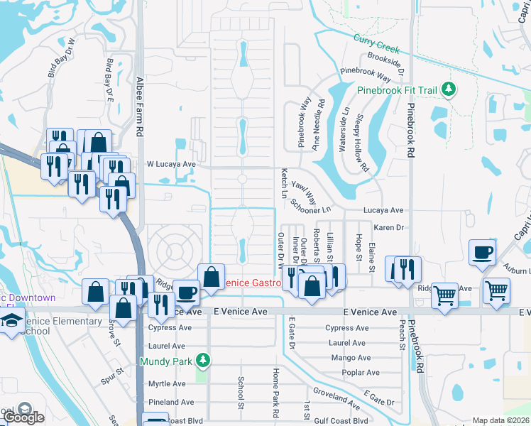 map of restaurants, bars, coffee shops, grocery stores, and more near 967 Haiti West in Venice