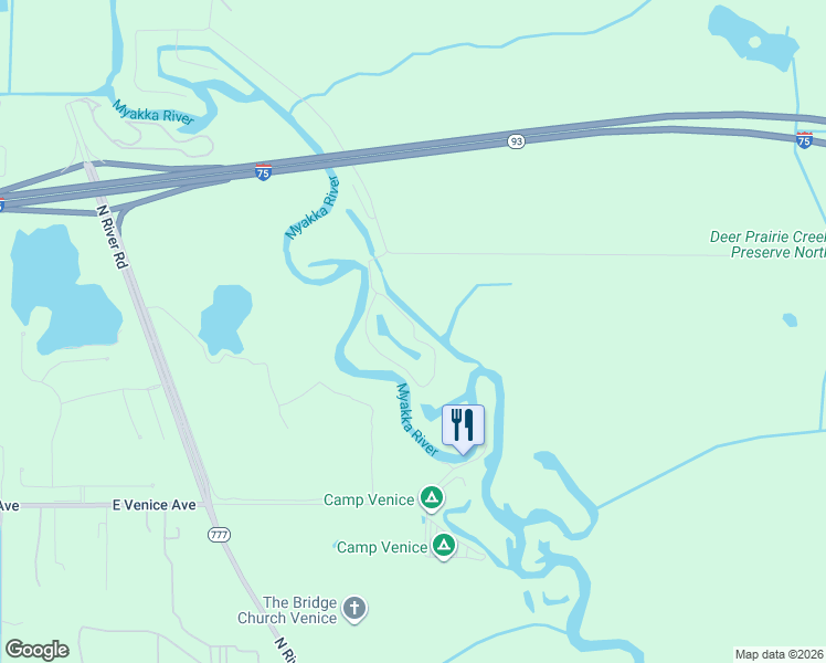 map of restaurants, bars, coffee shops, grocery stores, and more near 3989 South Moon Drive in Venice