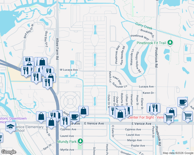 map of restaurants, bars, coffee shops, grocery stores, and more near 979 Jacinto West in Venice