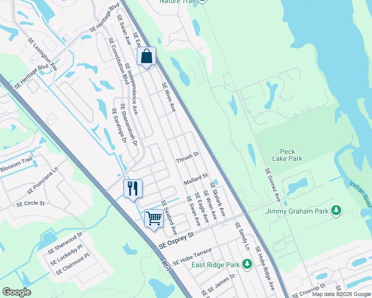 map of restaurants, bars, coffee shops, grocery stores, and more near 8039 Southeast Eagle Avenue in Hobe Sound
