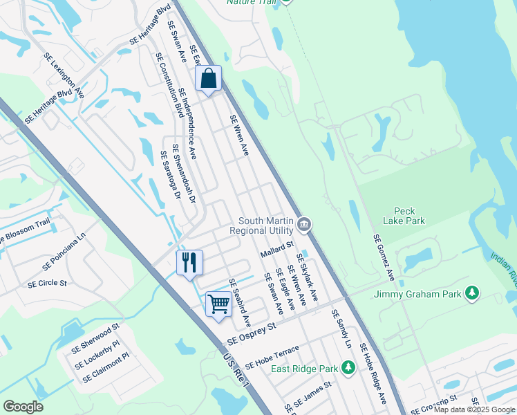 map of restaurants, bars, coffee shops, grocery stores, and more near 8039 Southeast Eagle Avenue in Hobe Sound