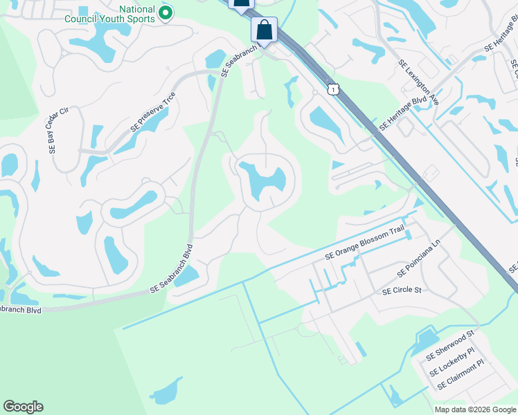 map of restaurants, bars, coffee shops, grocery stores, and more near 7702 Mammoth Drive Southeast in Hobe Sound