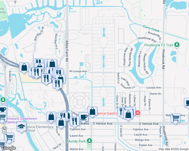 map of restaurants, bars, coffee shops, grocery stores, and more near 903 Jacinto West in Venice
