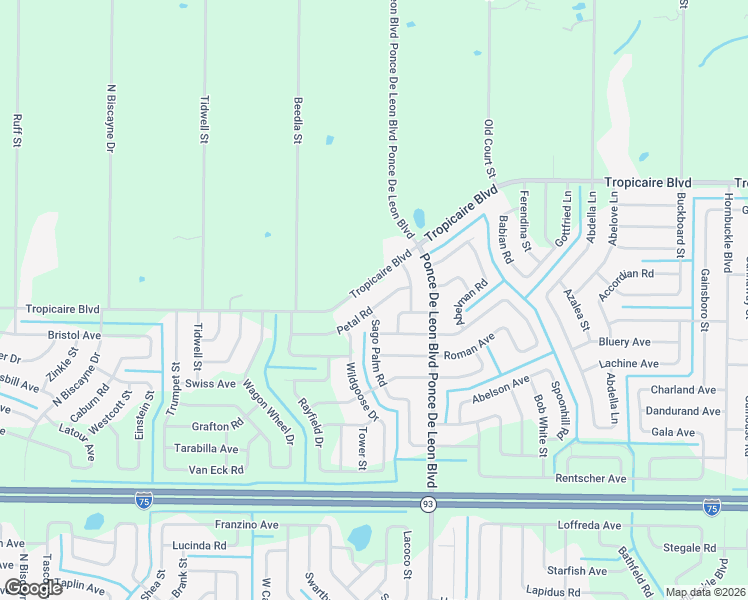 map of restaurants, bars, coffee shops, grocery stores, and more near 7135 Tropicaire Boulevard in North Port