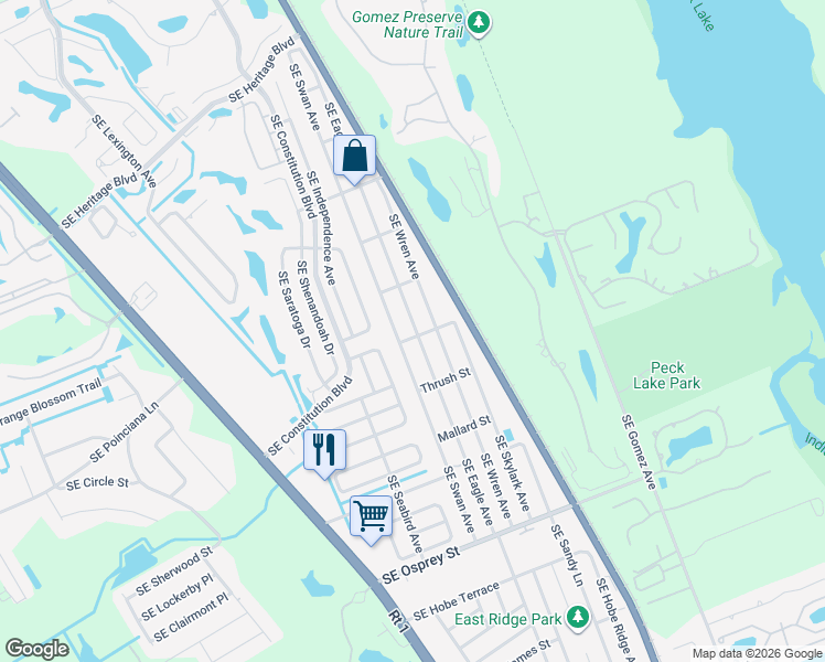 map of restaurants, bars, coffee shops, grocery stores, and more near 7930 Southeast Eagle Avenue in Hobe Sound