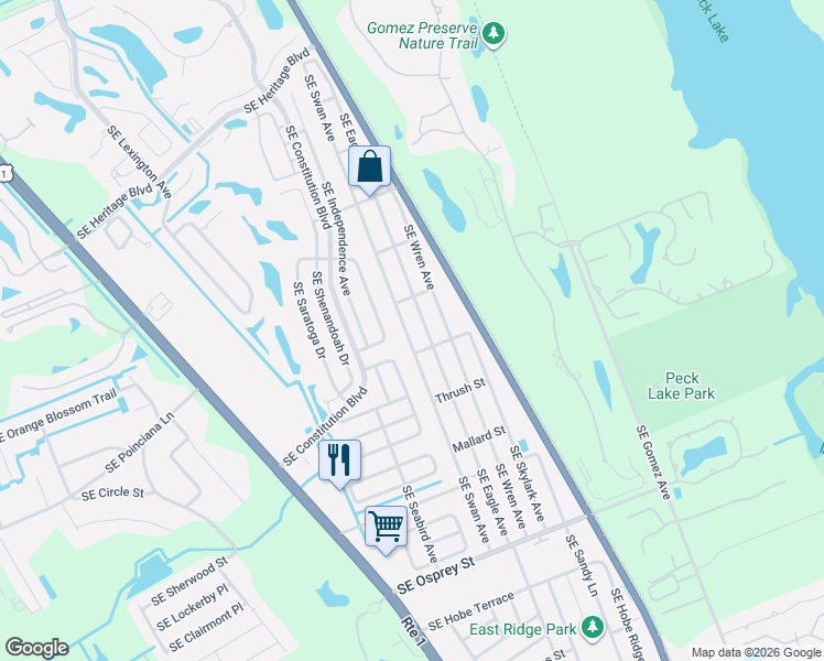 map of restaurants, bars, coffee shops, grocery stores, and more near 7907 Southeast Swan Avenue in Hobe Sound