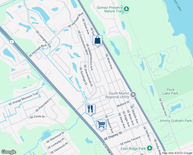 map of restaurants, bars, coffee shops, grocery stores, and more near 7925 Southeast Independence Avenue in Hobe Sound