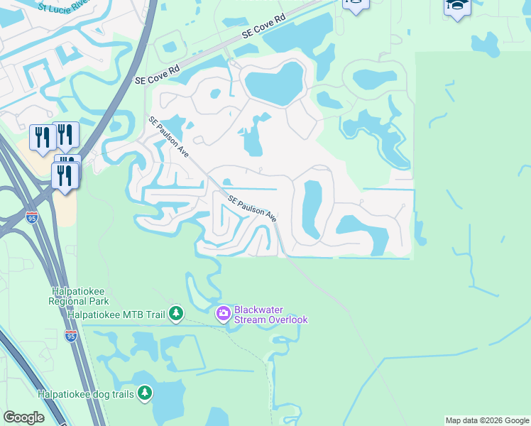 map of restaurants, bars, coffee shops, grocery stores, and more near 8120 Southeast Paulson Avenue in Stuart